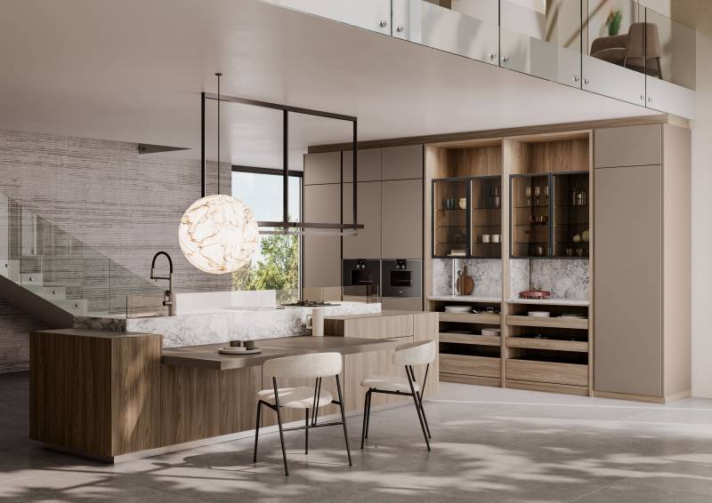 Cuisines en pierre naturelle, robustes et élégantes, reflétant l’esprit artisanal d’une cuisine haut de gamme à Bordeaux